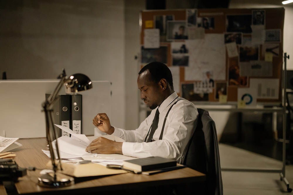 A man staring at his code